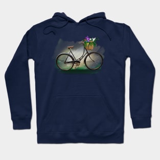 Fahrrad retro mit Blumen Hoodie